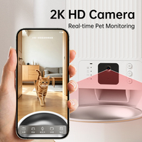 Distributeur d'eau et de nourriture intelligent tout-en-un 2-en-1 pour animaux de compagnie avec moniteur vidéo, capacité 4L/3L, alimentation automatique, construction en plastique pour chats