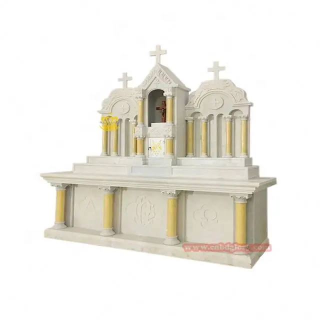 Luxury Customized Christianity Church Products Designs Marble Altars Table Cross sculpture