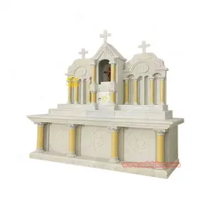 豪華なカスタマイズされたキリスト教教会製品デザイン大理石の祭壇テーブルクロス彫刻