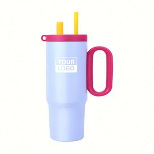 Tasse à café isotherme personnalisable en acier inoxydable à double paroi avec paille, logo personnalisé, couvercles de gobelet, mug de voyage - Product Image 5