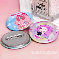 Badge personnalisé en relief holographique rond, bouton-broche personnalisé gaufré pour sac Ita, sac à dos, veste, Halloween