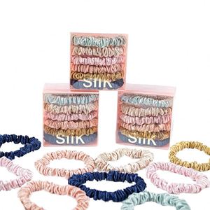 100% Mulberry Silk Scrunchies 1cm 19 Momme Mini Small Satin Hair Ties In-Stock Elastic Skinny Hairbands for Adults and Teens - Product Image 1