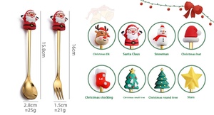 Bộ 6 dụng cụ ăn uống Giáng sinh bằng silicon hình tuần lộc hoạt hình, di động & có thể tái sử dụng - Bộ thìa tráng miệng, muỗng khuấy cà phê bằng thép không gỉ dễ thương - Product Image 6