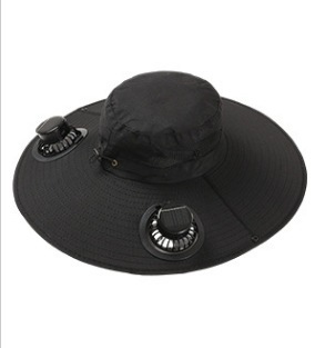 Gorra negra de 48 cm con doble ventilador de aire acondicionado.