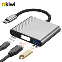 Adaptateur USB-C NKIWI 3-en-1 en alliage d'aluminium 8K 30Hz HDTV USB 3.2 PD 100W Hub multiport avec transfert de données pour MacBook et Switch 2