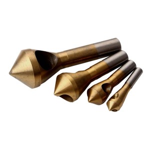 4pc Angled Hole Chamfering Tool Set 2-5 5-10 10-15 15-20 High-speed Steel Round Shank For Steel Deburring - Product Image 1