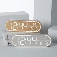 Jam Dinding Alarm Art Deco Desain Modern Gaya Kayu Sederhana LED Elektronik Multifungsi Vertikal Gantung GH8053
