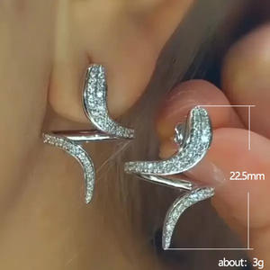 Pendientes de Aro E870 en Oro Blanco para Mujer, con Cristales de Imitación y Microincrustaciones de Aleación, Joyería de Moda para Fiestas - Product Image 5