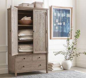 Toulouse Armoire garde-manger Armoire 2 portes en bois massif manufacturé Grande armoire de rangement avec 3 tiroirs - Product Image 2