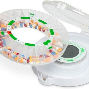 <span class=keywords><strong>Pastillero</strong></span> <span class=keywords><strong>Inteligente</strong></span> Electrónico Portátil Multifunción con Alarma Temporizada, Recordatorio de Medicamentos para Personas Mayores, con Bluetooth, Modelo Blanco y Verde - Product Image 1