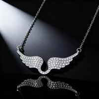 Collier pendentif aile d'ange en zircon plaqué or 14 carats, acier inoxydable, bijoux romantiques à la mode, cadeau pour femmes, à porter au quotidien