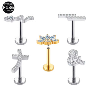 <span class=keywords><strong>Piercing</strong></span> de <span class=keywords><strong>Labio</strong></span> y Oreja de Aleación de Titanio F136 con Diseño de Corona <span class=keywords><strong>en</strong></span> Forma de Ojo de Caballo, Cruz y Diente de Serpiente, con Rosca Interna - Product Image 5