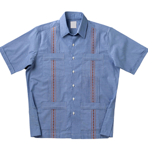 OEM produttore Guayabera <span class=keywords><strong>camicia</strong></span> da uomo in cotone 100% manica <span class=keywords><strong>corta</strong></span> con ricamo e Logo personalizzato di servizio - Product Image 5