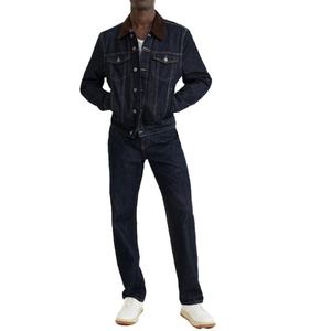New Arrivals Fashion Casual Unisex Style Robust Denim <b>Jacket</b> With <b>Corduroy</b> Collar and Button Sleeve Cuffs - Product Image 2