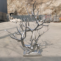 Décoration de jardin extérieure personnalisée, sculpture d'arbre en acier inoxydable, arbre artificiel en métal