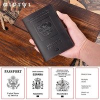 Portefeuille en cuir véritable pour passeport russe, porte-documents en cuir de vachette première couche, étui vintage pour carte d'embarquement et passeport