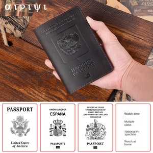 Genuine <strong>Leather</strong> Russian Passport Holder Document <strong>Wallet</strong> First-Layer Cowhide Vintage Boarding Pass <strong>Wallet</strong> Card Case Passport - Product Image 4