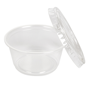 Vasos Apilables Desechables de Plástico Transparente Negro para Salsas, Condimentos y Aderezos, Aptos para Alimentos, Muestras Gratis Disponibles - Product Image 2