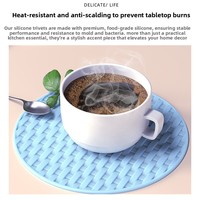 Sous-plat en silicone de qualité alimentaire à motif tressé, isolant thermique, anti-brûlure, antidérapant, imperméable, pour assiette, pot, bol, tasse (Modèle