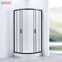 Paroi de douche coulissante intégrée en verre trempé de forme ronde pour séparation sèche/humide avec options personnalisées