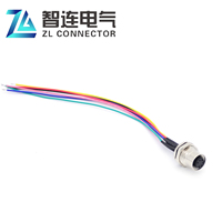 En stock Câble 24AWG M12 6 broches femelle à montage arrière avec câbles UL1007 de 20 cm