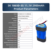 Batterie au lithium 18650 12V 2900mAh personnalisée par l'usine, pack de batteries rechargeables haute puissance pour appareil de massage à percussion (Fascia Gun)