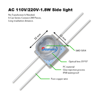 Module LED latéral AC 110V 220V Blanc 3 LED SMD3030 Haute Luminosité 1.8W Étanche IP68 pour Boîte à Lumière