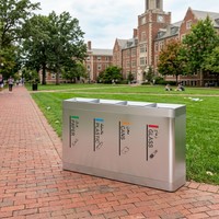 Contenedor de Reciclaje de Acero Inoxidable con 4 Compartimentos, Estación Rectangular de Clasificación de Residuos para Exteriores, para Calles, Parques y Campus