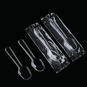 Mini-cuillères jetables en plastique transparent PP de 7,5 cm pour dégustation de desserts et fêtes, emballées individuellement - Product Image 2