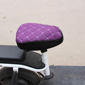 <b>Round</b> Winter Leather Seat Covers For Electric Scooters Black With Red Stitching Warm <b>Cushion</b> Protective Pad - Product Image 3