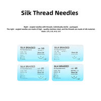Kit de fil de suture pour entraînement à la suture, en soie, nylon, polyester, polypropylène, avec aiguille de coupe, plusieurs tailles, pour la suture médicale