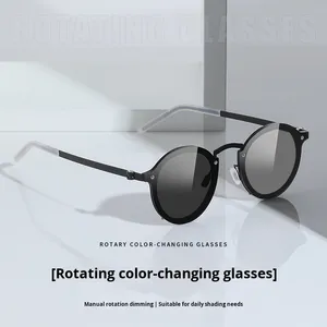 GD 5202 Gafas de Sol Polarizadas con <span class=keywords><strong>Lentes</strong></span> de Tinte ND Retro de Moda, Alta Transparencia, UV400, Ajustables, con Cambio de Color, de Acero Inoxidable - Product Image 4