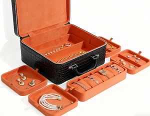 Косметическая сумка, оптовая продажа ювелирных изделий на молнии, дешевая вышивка, коробка для часов из искусственной кожи, коробка для путешествий, подарочный футляр для хранения с ручкой - Product Image 3