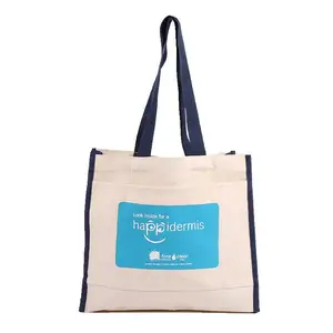 Wholesale Plain Women'S Canvas Tote Bag With Cotton Promotion Waterproof White Tote Bag Custom Printed Logo