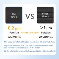 Pichet à eau en verre GLACIER FRESH de 10 tasses avec 2 filtres, membrane UF de 0,2 micron, verre de qualité alimentaire FDA pour la maison