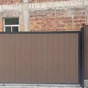 Valla de WPC de diseño moderno, puerta de aluminio, compuesto de plástico y madera en relieve para patio y jardín, fácil instalación, puerta de privacidad para exteriores - Product Image 1