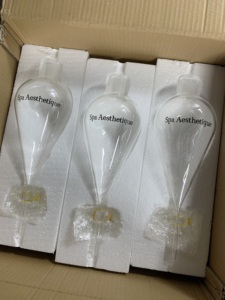 Imbuto di separazione a pera in vetro BORO3.3 personalizzato da 1000ml/2000ml per dispenser di profumo, montabile a parete, con valvola in vetro o PTFE - Product Image 3
