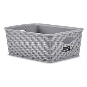 Cesta alta de plástico (25x19x10cm) ELEGANCE Gris piedra 30988 - Product Image 2