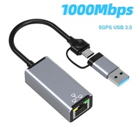 Adaptor Jaringan USB C Tipe-C ke RJ45 Gigabit Ethernet 1000Mbps untuk Macbook Pro