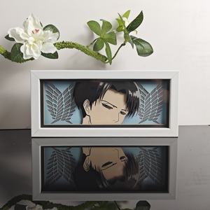 Attaque des Titans Levi Ackerman Boîte à Ombres LED Entrepôt US En Stock Expédition Aujourd'hui USA Lumière Bleue Fraîche Décoration Murale Anime 3D en Couches - Product Image 3