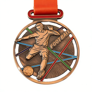 เหรียญโลหะชุบทองคุณภาพสูงรูปทรงกลม ออกแบบตามธีมกีฬา พร้อมโลโก้สั่งทำ สำหรับการแข่งขันฟุตบอล - Product Image 2