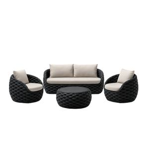 Luxury <b>Outdoor</b> Rope Sofa Set Handwoven Patio Lounge Set with Cushions - Product Image 1