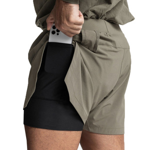 OEM Men's fitness jogger shorts quick-drying breathable training double-<b>layer</b> shorts with pockets compression sports shorts - Product Image 6