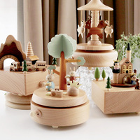 Boîte à musique carrousel gonflable en bois de haute qualité pour enfants, idéale pour les 2-7 ans, cadeau fait main par AZ-220 – Vente Flash