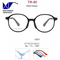 Monture de lunettes optiques classiques pour enfants en TR90, taille 48-17-140, solides et rondes |   Ultra léger 10g |   Lot de 6 lentilles pour enfants de 3 à 12 ans - Vente en gros