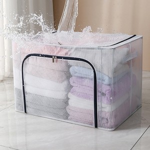 Clothing Storage <b>Box</b> Large Foldable Rectangle Waterproof Moisture Proof Organizer For Wardrobe <b>Moving</b> Use - Product Image 2