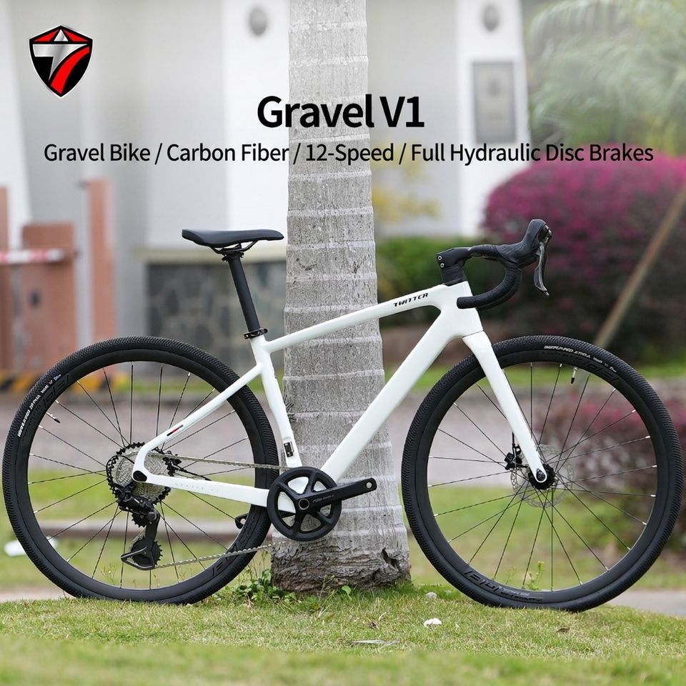 Xe đạp Zhuite GRAVEL-V1 sợi carbon cứng, 12 tốc độ, phanh đĩa kép, dầu hoàn toàn, lốp rộng 38C, đi địa hình