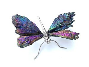 Libélula de turmalina <span class=keywords><strong>negra</strong></span> galvanizada azul-púrpura hecha a mano al por mayor de cristal natural para patio y decoración - Product Image 6