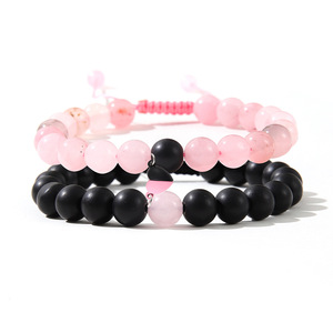 Heart Shaped Turquoise <b>Couple</b> <b>Bracelet</b> Set Natural Stone Beads Adjustable Braided Cord Women Fashion Jewelry Spring 2024 - Product Image 5