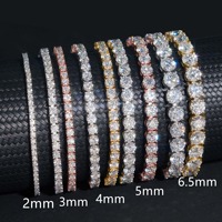 Collier Hip Hop en argent sterling 925 avec diamants Moissanite VVS de 2 mm, chaîne tennis Moissanite pour hommes